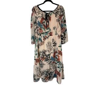 Beige ECI Woman's Floral Off Shoulder Dress Size Large
